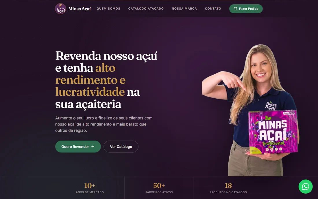 Website built by B2sell for Minas Açaí