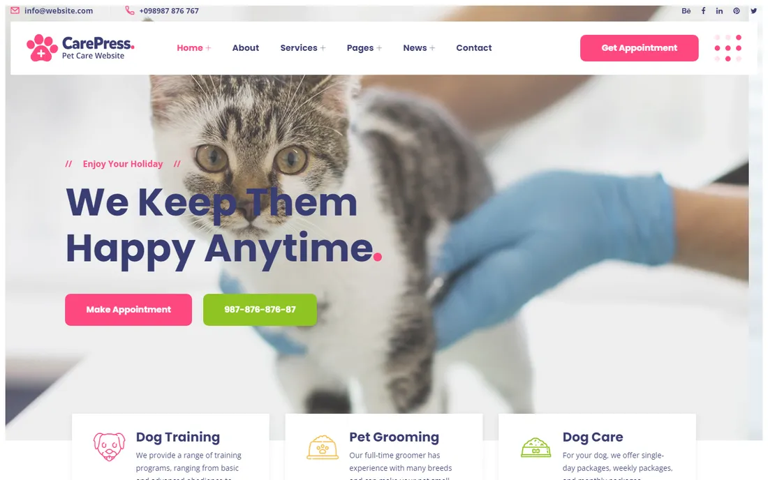 Pet care website design style