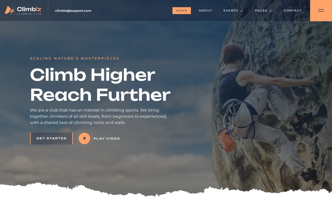 Sports club website design style